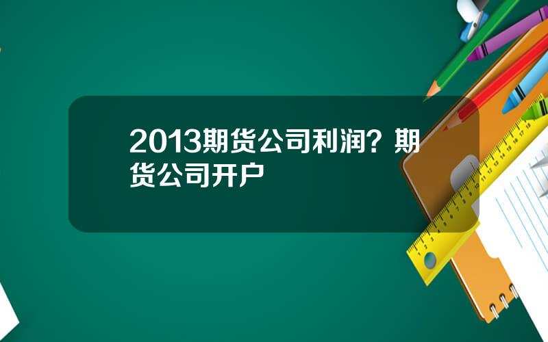 2013期货公司利润？期货公司开户