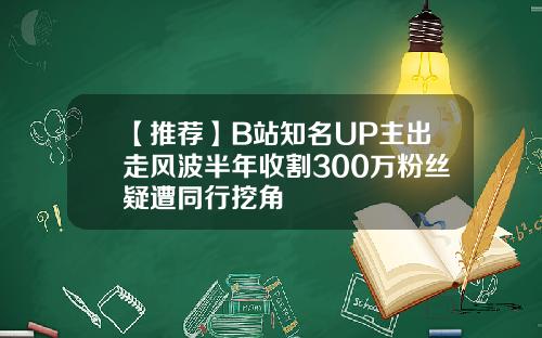 【推荐】B站知名UP主出走风波半年收割300万粉丝疑遭同行挖角