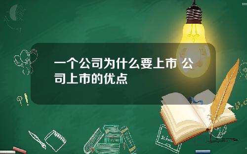 一个公司为什么要上市 公司上市的优点