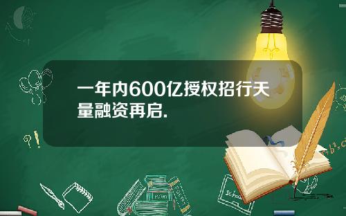 一年内600亿授权招行天量融资再启.