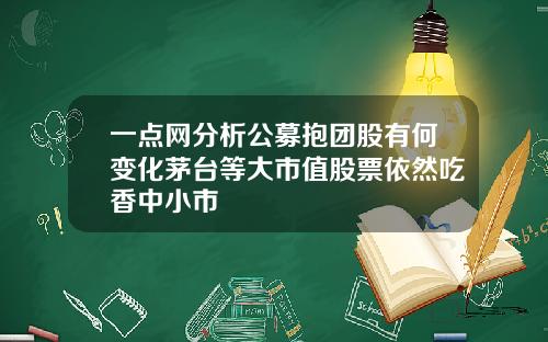 一点网分析公募抱团股有何变化茅台等大市值股票依然吃香中小市