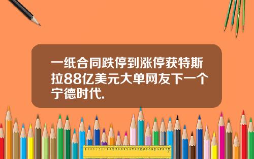 一纸合同跌停到涨停获特斯拉88亿美元大单网友下一个宁德时代.