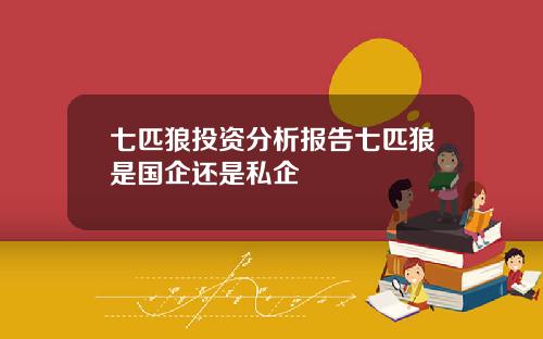 七匹狼投资分析报告七匹狼是国企还是私企