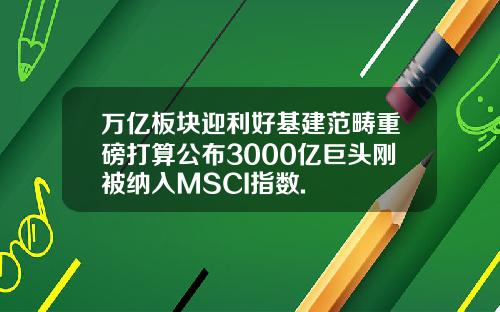 万亿板块迎利好基建范畴重磅打算公布3000亿巨头刚被纳入MSCI指数.