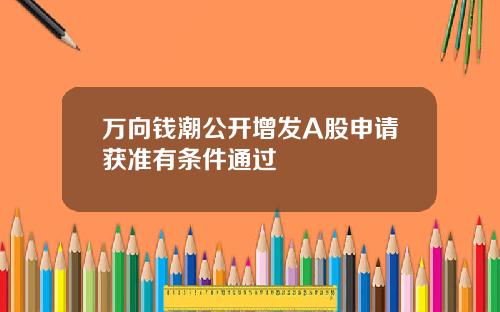 万向钱潮公开增发A股申请获准有条件通过