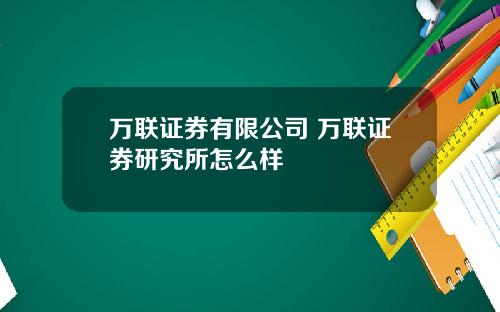 万联证券有限公司 万联证券研究所怎么样