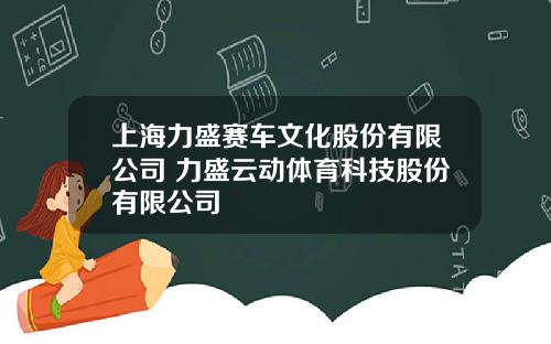 上海力盛赛车文化股份有限公司 力盛云动体育科技股份有限公司