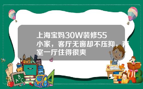 上海宝妈30W装修55㎡小家，客厅无窗却不压抑，两室一厅住得很爽