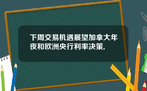 下周交易机遇展望加拿大年夜和欧洲央行利率决策.