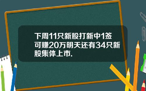 下周11只新股打新中1签可赚20万明天还有34只新股集体上市.