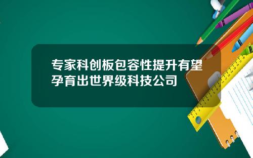 专家科创板包容性提升有望孕育出世界级科技公司