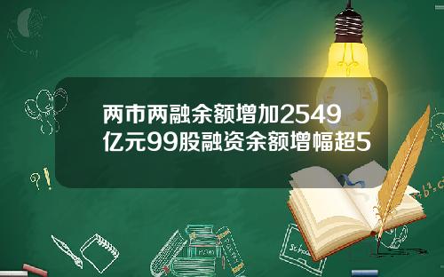 两市两融余额增加2549亿元99股融资余额增幅超5