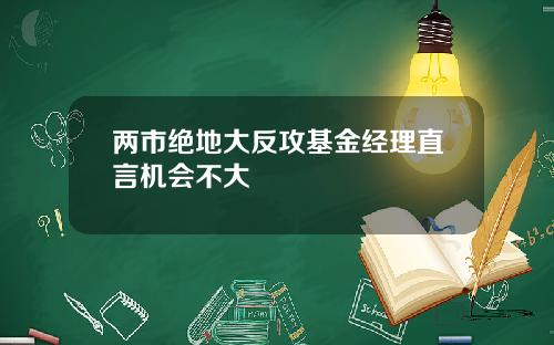 两市绝地大反攻基金经理直言机会不大