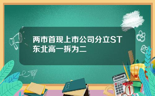 两市首现上市公司分立ST东北高一拆为二