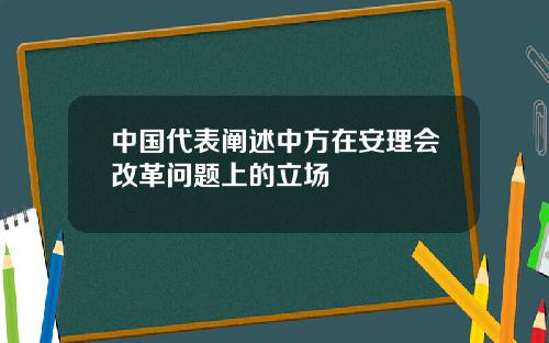 中国代表阐述中方在安理会改革问题上的立场