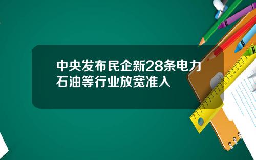 中央发布民企新28条电力石油等行业放宽准入