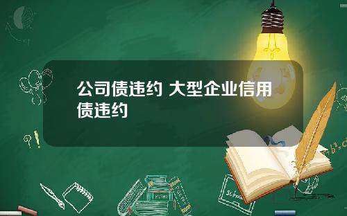 公司债违约 大型企业信用债违约