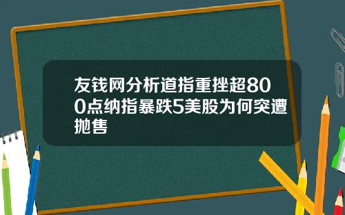 友钱网分析道指重挫超800点纳指暴跌5美股为何突遭抛售