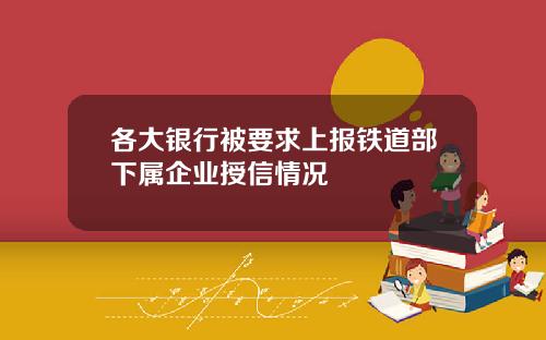 各大银行被要求上报铁道部下属企业授信情况