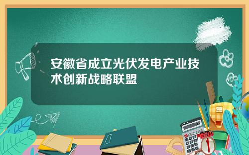 安徽省成立光伏发电产业技术创新战略联盟