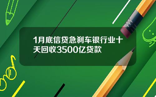 1月底信贷急刹车银行业十天回收3500亿贷款