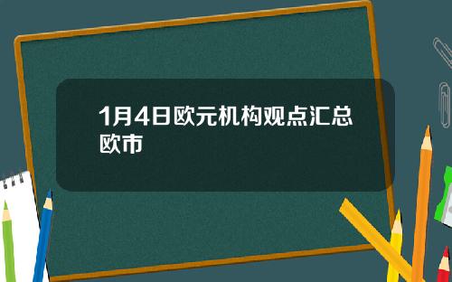 1月4日欧元机构观点汇总欧市