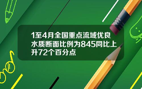 1至4月全国重点流域优良水质断面比例为845同比上升72个百分点