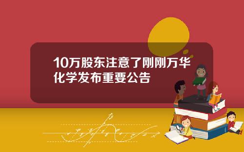 10万股东注意了刚刚万华化学发布重要公告