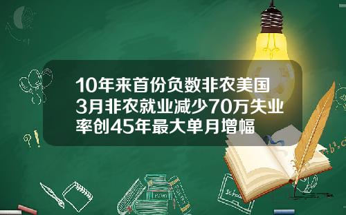 10年来首份负数非农美国3月非农就业减少70万失业率创45年最大单月增幅