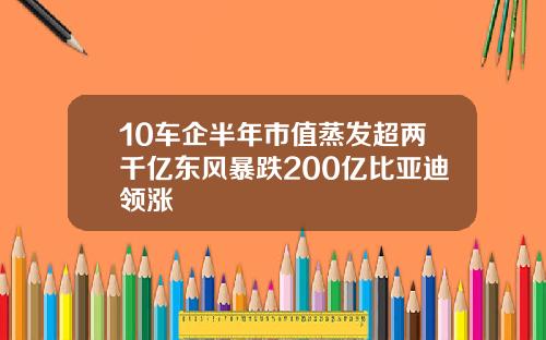 10车企半年市值蒸发超两千亿东风暴跌200亿比亚迪领涨