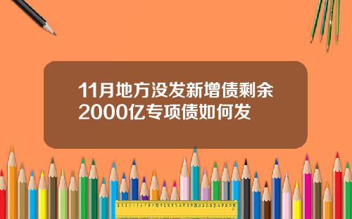 11月地方没发新增债剩余2000亿专项债如何发