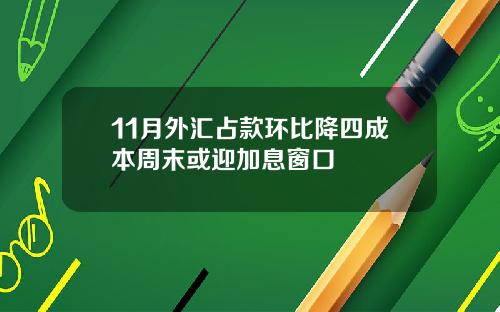 11月外汇占款环比降四成本周末或迎加息窗口