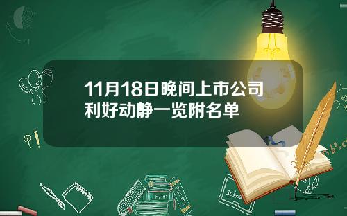 11月18日晚间上市公司利好动静一览附名单