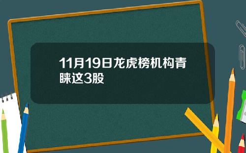 11月19日龙虎榜机构青睐这3股