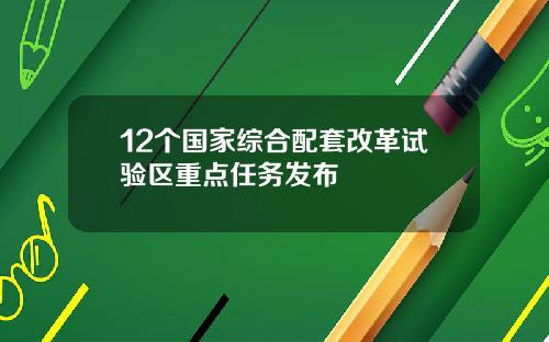 12个国家综合配套改革试验区重点任务发布