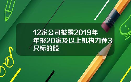 12家公司披露2019年年报20家及以上机构力荐3只标的股