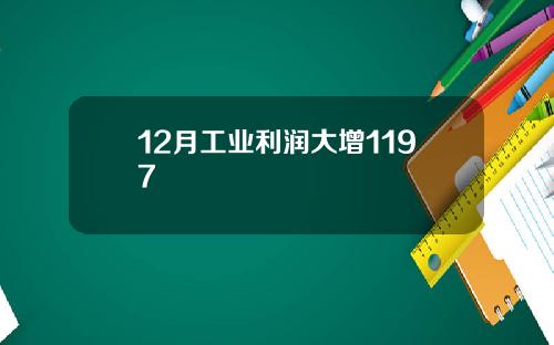 12月工业利润大增1197