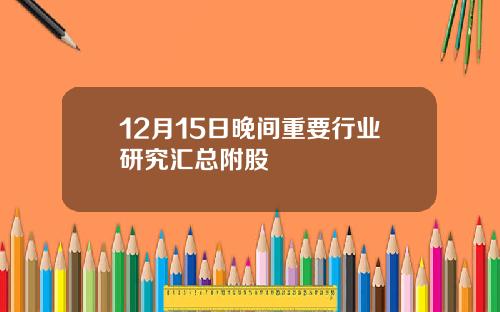 12月15日晚间重要行业研究汇总附股