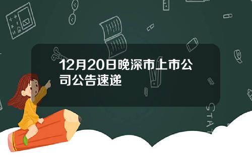 12月20日晚深市上市公司公告速递