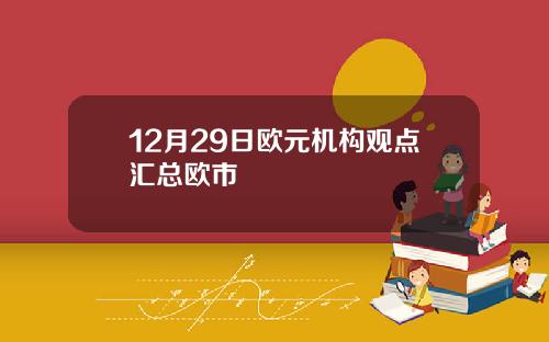 12月29日欧元机构观点汇总欧市