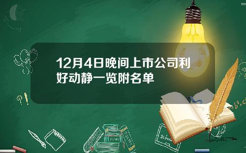 12月4日晚间上市公司利好动静一览附名单