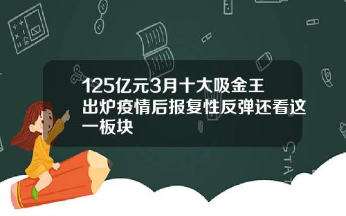 125亿元3月十大吸金王出炉疫情后报复性反弹还看这一板块