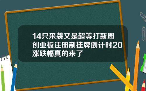 14只来袭又是超等打新周创业板注册制挂牌倒计时20涨跌幅真的来了