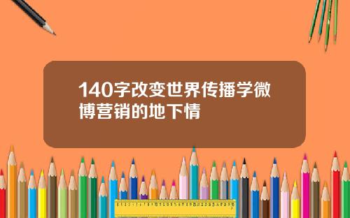 140字改变世界传播学微博营销的地下情