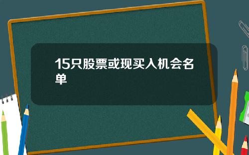 15只股票或现买入机会名单