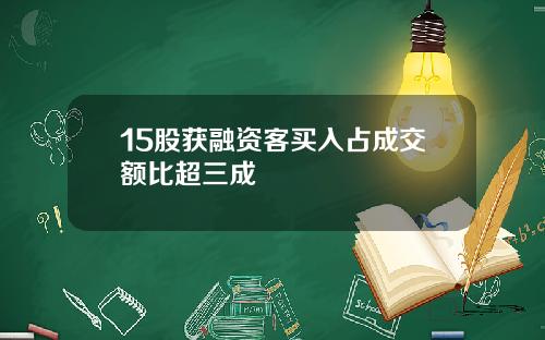 15股获融资客买入占成交额比超三成