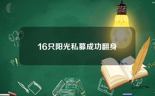 16只阳光私募成功翻身