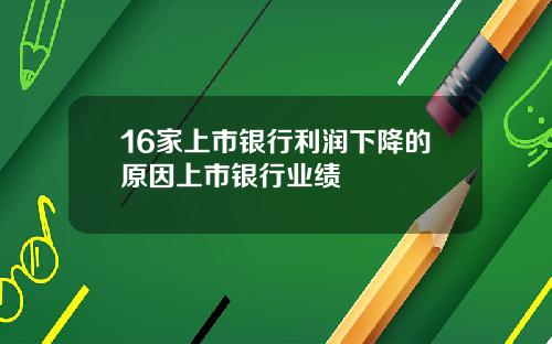 16家上市银行利润下降的原因上市银行业绩