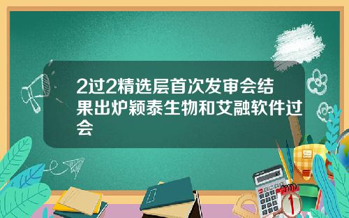 2过2精选层首次发审会结果出炉颖泰生物和艾融软件过会