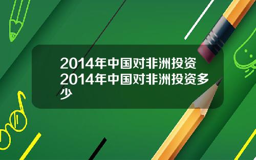 2014年中国对非洲投资2014年中国对非洲投资多少